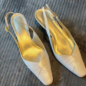 Elegant White Slingback Women's Shoes | Size 9.5 B  | AMALFI BY RAGONI